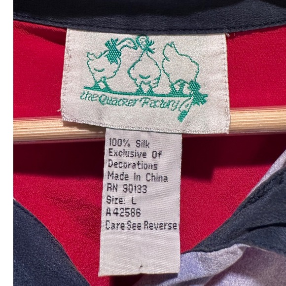 Vintage Quacker Factory Red Sequin Lighthouse 100% Silk Button Up Shirt Large - Picture 3 of 6